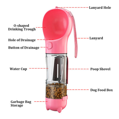 4 In 1 Portable Dog Water Bottle