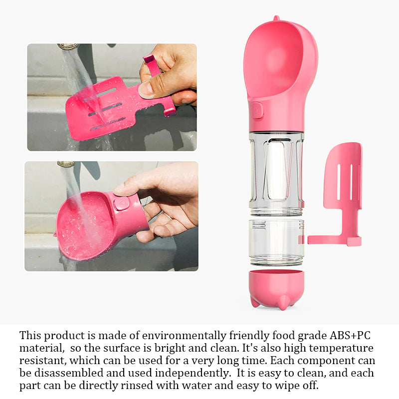 4 In 1 Portable Dog Water Bottle